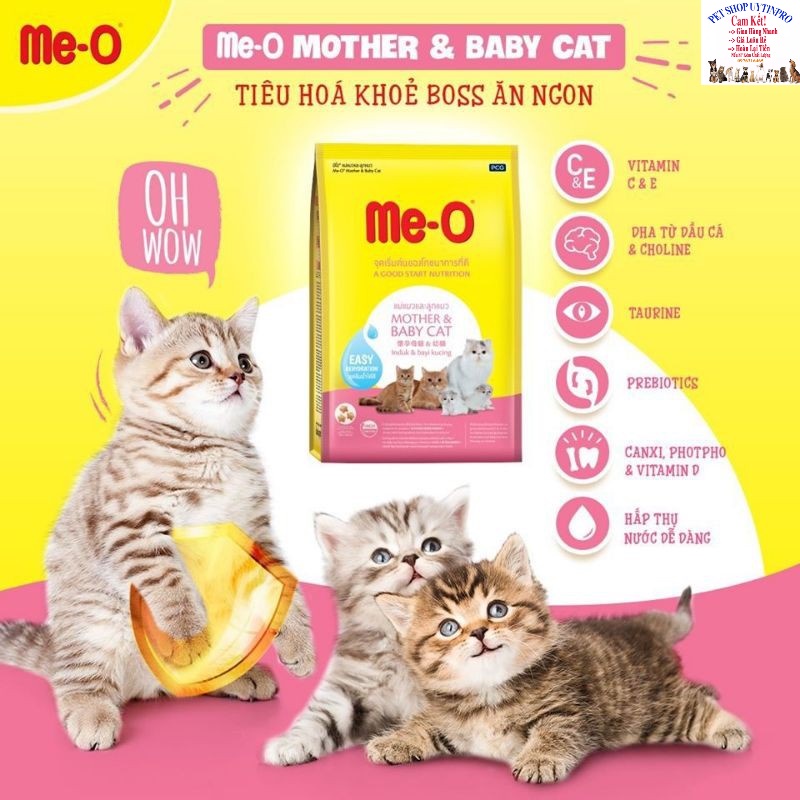 Thức ăn hạt cho Mèo mẹ và Mèo con Me-O Mother & Baby Cat Gói 1.1kg Xuất xứ Thái Lan Cung cấp đầy đủ dinh dưỡng