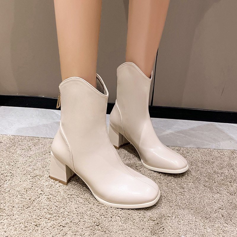 Giày Bốt Cao Gót Mũi Vuông Thời Trang Cho Nữ