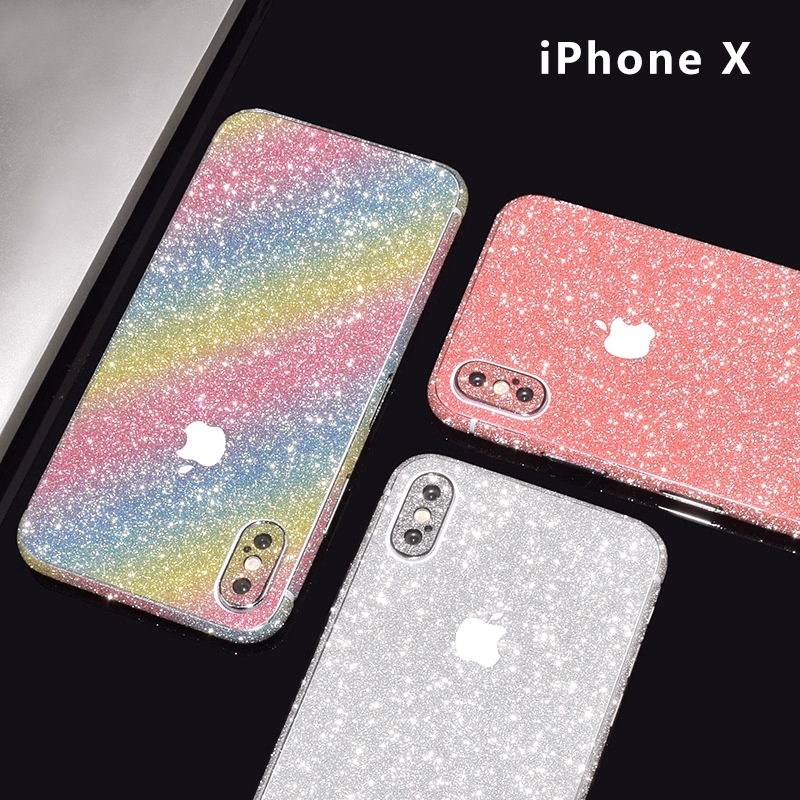 cho iPhone XS Max Bầu trời đầy sao Miếng dán phim màu mềm cho iPhone X XR XS Giấy bạc Glitter Bling Sequins màng