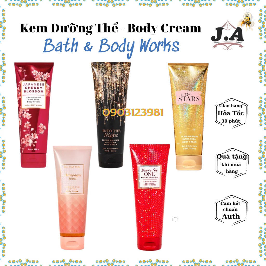 Kem Dưỡng Thể Bath &amp; Body Works Chính Hãng Mỹ, Body Cream Mịn Da, Hương Thơm Quyến Rũ (J.A Shop)