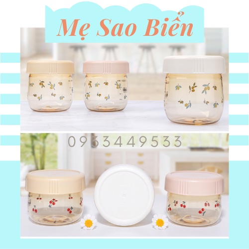 Set 3 hộp trữ Grosmimi 150ml/ 250ml nhựa PPSU họa tiết Cherrish/ Olive