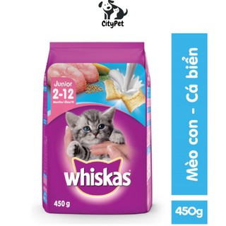 Thức ăn mèo con Whiskas Junior vị cá biển và sữa gói 450gr