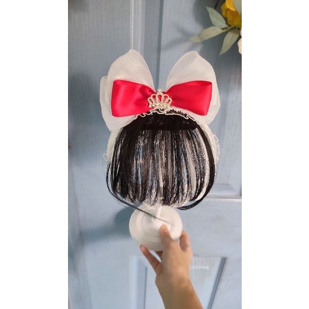 Băng đô tóc giả nơ voan kèm vương miệng cho bé