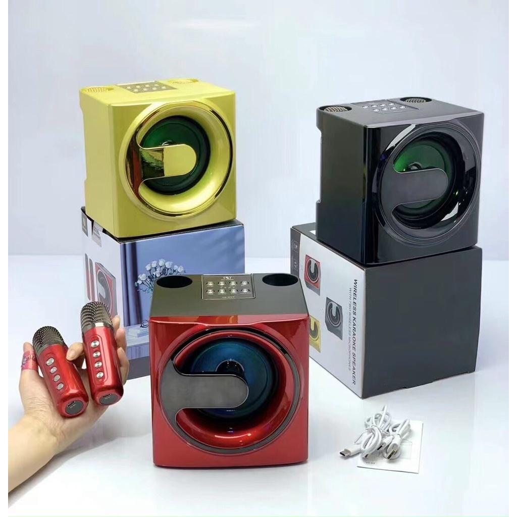 Loa Bluetooth Karaoke YS 207 Tặng Kèm 2 Micro Bản Nâng Cấp YS 203 Có Đèn LeD Siêu Đẹp