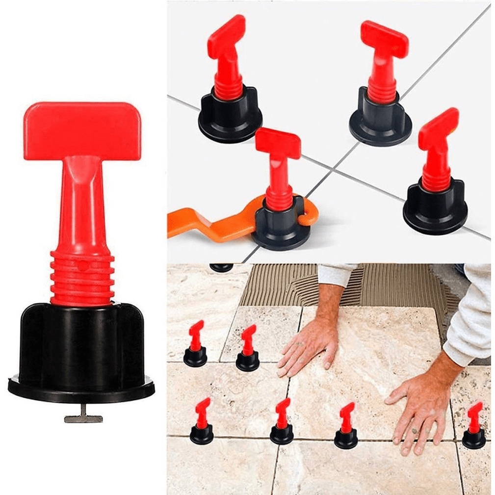 Ke Vít Cân Bằng, Bộ 50 ke cân bằng lát phẳng gạch, tái sử dụng được + Tặng 100 dấu cộng, kèm cờ lê
