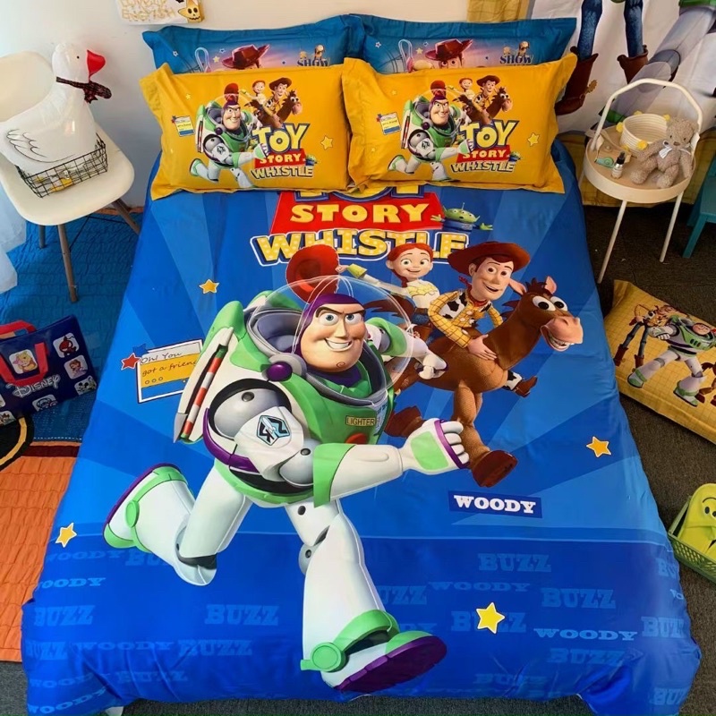 Bộ Vỏ Chăn Ga Gối Cotton Disney Pixar Cho Bé Mẫu Toy Story Siêu Mềm Mại Đáng Yêu