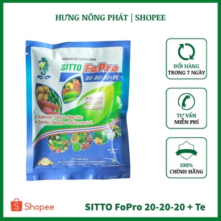 Phân bón lá npk hòa tan sitto fopro 20-20-20+te gói 250g