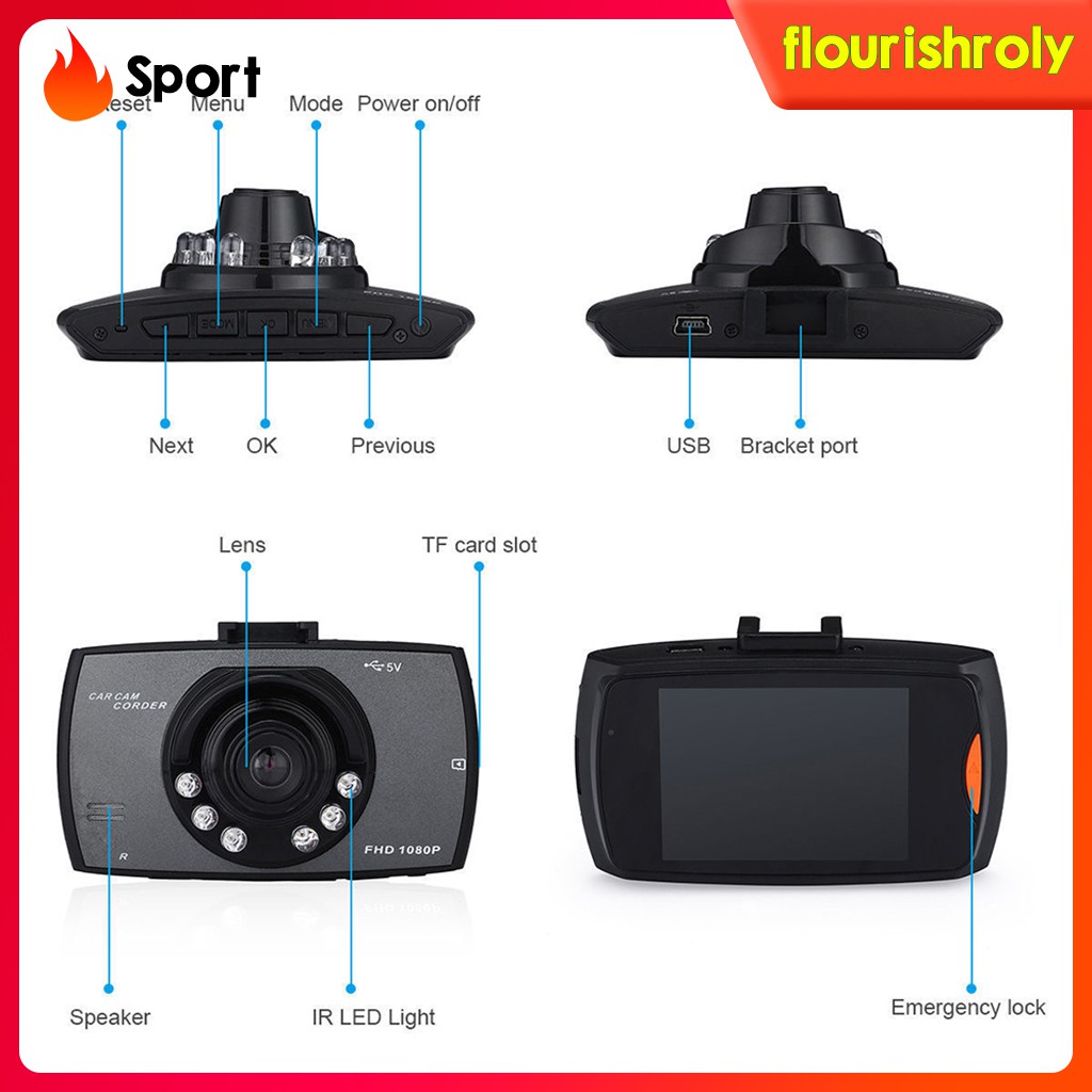 Camera Hành Trình Cảm Biến Hồng Ngoại Ir 480p Cho Xe Hơi