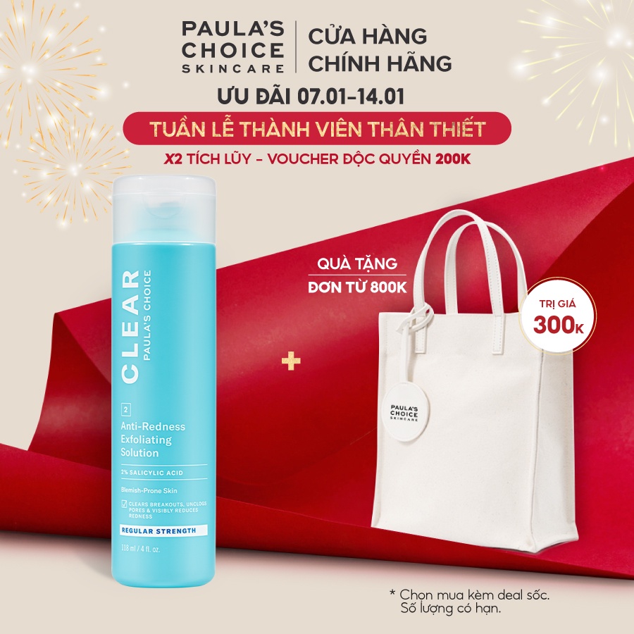 Dung dịch tẩy da chết ngừa mụn giảm sưng đỏ Paula's Choice CLEAR REGULAR STRENGTH WITH 2% SALICYLIC ACID 100 ml 6200