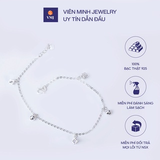 Lắc chân nữ VMJ, vòng chân bạc 925, lắc chân bạc nữ dây mảnh đính rubic gắn đá cao cấp - VMJ62