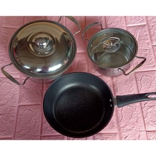 Góc thanh lý: bộ xoong nồi chảo 3 món (giá gốc 197k)