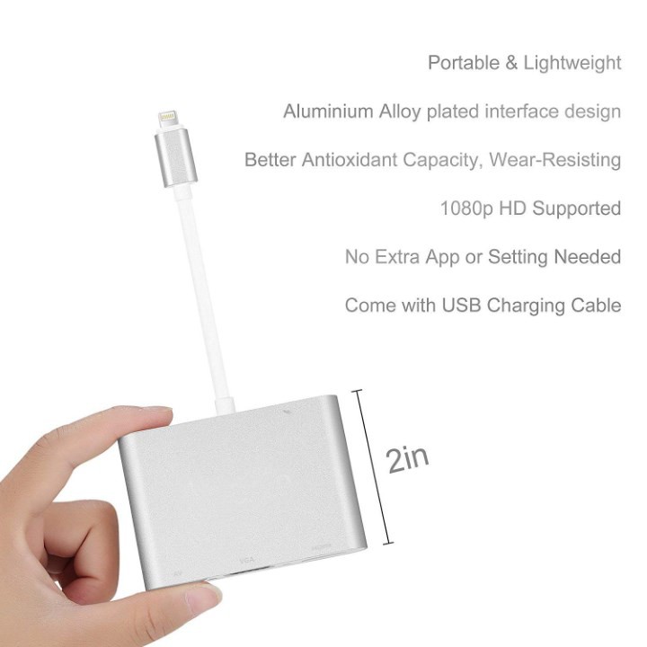 Dây Chuyển Đổi Lightning To Digital Av Multiport Hdmi Vga Audio Adapter