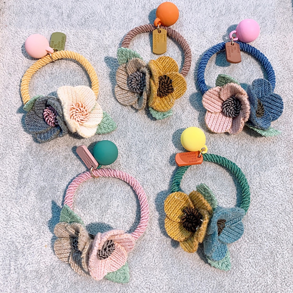 Dây Buộc Tóc Co Giãn Đính Hoa Thời Trang Cho Nữ