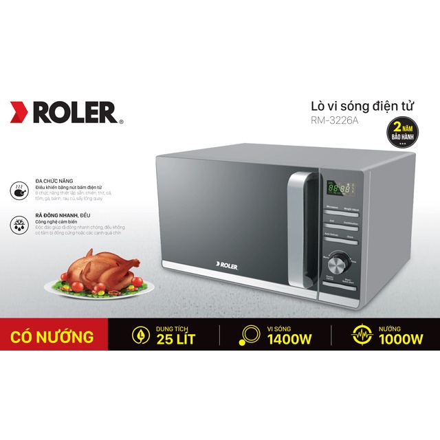 Lò vi sóng điện tử có nướng 25L Roler RM-3226A