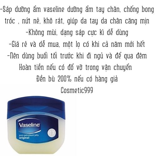 Vaseline,Sáp dưỡng ẩm vaseline,kem dưỡng ẩm tay chân chống khô rát nứt nẻ - Cosmetic999