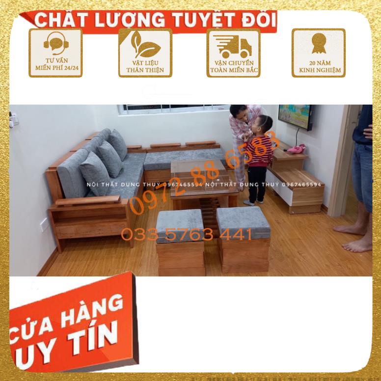 Ghế sofa gỗ sồi nga 100% góc L kích thước 2mx1m8 ảnh thật tại xưởng kèm video - rẻ nhất shopee