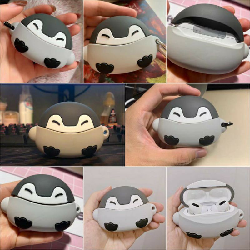 Case bảo vệ Airpods Pro/1/2/ Huawei Freebuds 3 chim cánh cụt bắc cực đen ghi/ hải cẩu/ hải ly