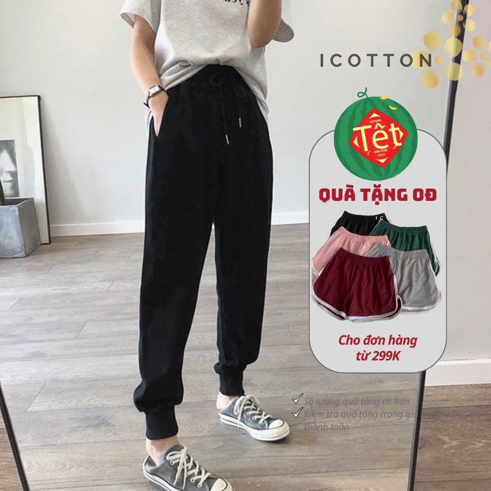 Quần nỉ da cá nữ bo gấu Icotton