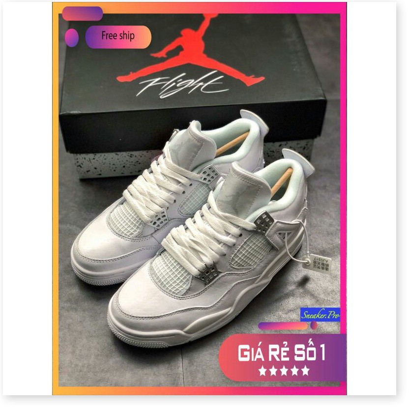 Ảnh thật Giày thể thao AIR JORDAN 4 Retro Pure money full trắng siêu đẹp cho nam và nữ siêu đẹp