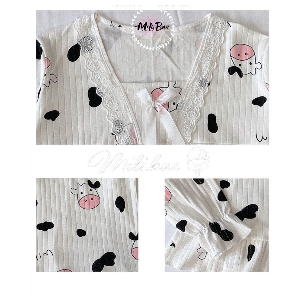 Đồ Ngủ Nữ Pijama Tiểu Thư Chất Cotton Hàn Hình Dễ Thương Bộ Mặc Nhà Dài Tay Thu Đông Hàng Quảng Châu Mili Bae (order) | BigBuy360 - bigbuy360.vn