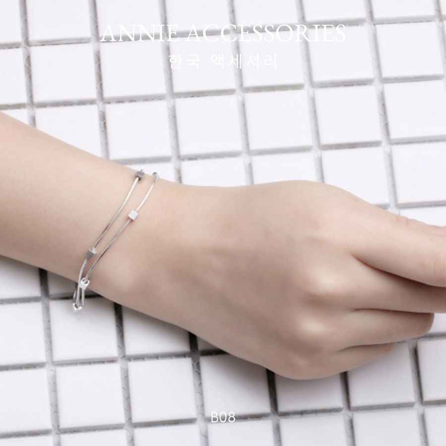 Vòng tay hạt châu mạ bạc sợi mảnh nữ tính ANNIE - B06