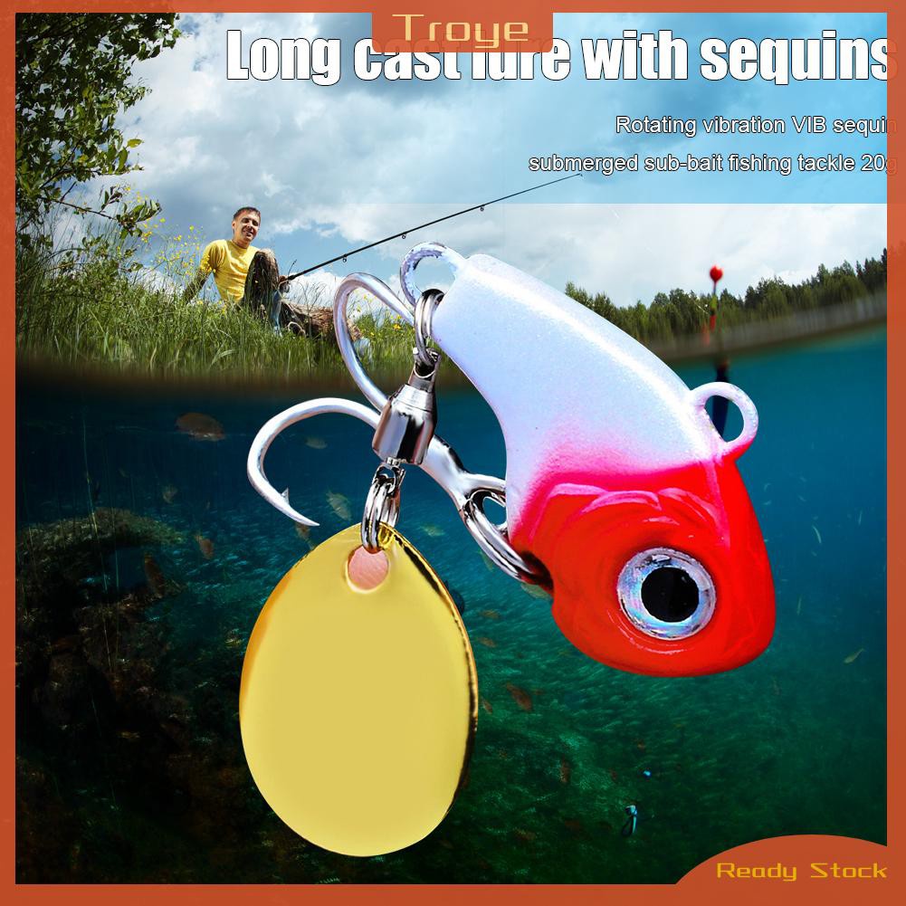 Metal Hard Spinner Fishing Lure with Treble Hook Rotating VIB Long Cast Bait 20g Fishing Gear