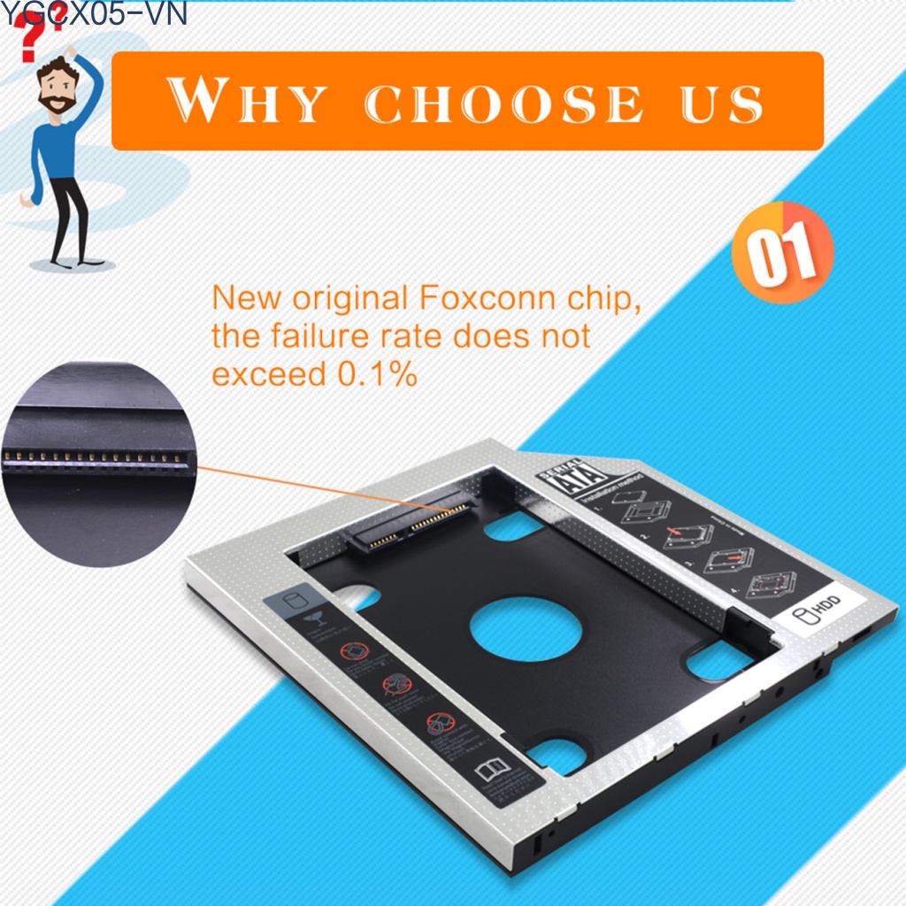 Hộp Đựng Ổ Cứng Hdd 12.7mm / 9.5mm Sata 3.0 Hd Ssd Cho Laptop Cd-Rom | BigBuy360 - bigbuy360.vn