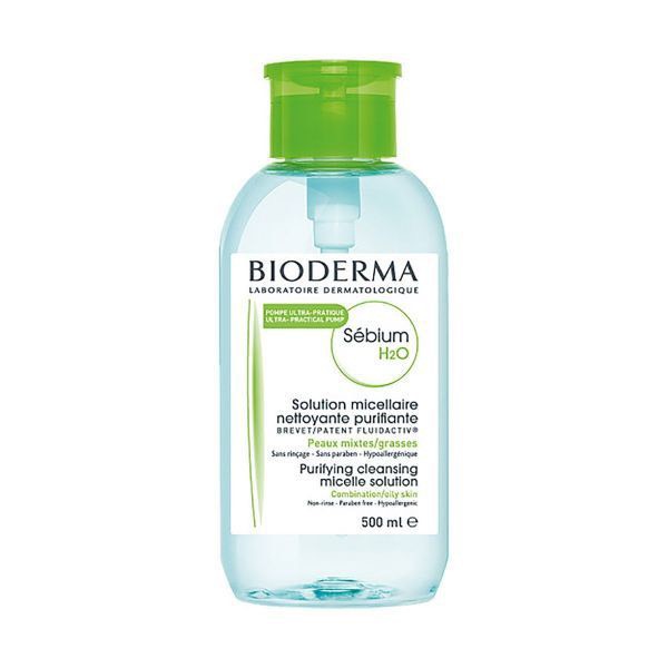 Nước Tẩy Trang Bioderma Pháp H2O Xanh - Hồng 500ML (Nắp Nhấn) dạng nước trong suốt, không cồn, không mùi. | BigBuy360 - bigbuy360.vn