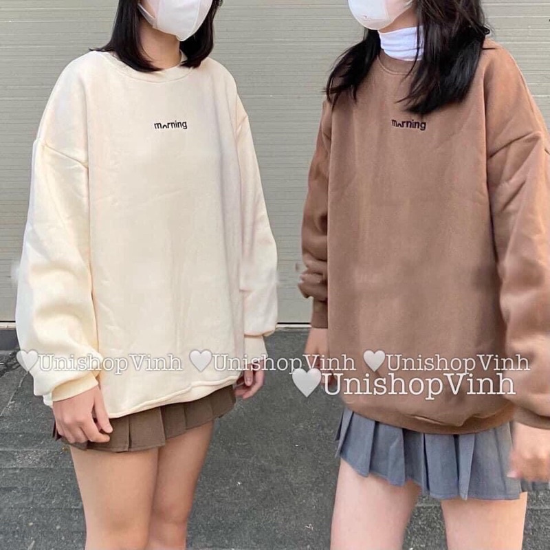 Áo nỉ cổ tròn , áo nỉ sweeter form rộng tay bồng dành cho nam và nữ - Marning