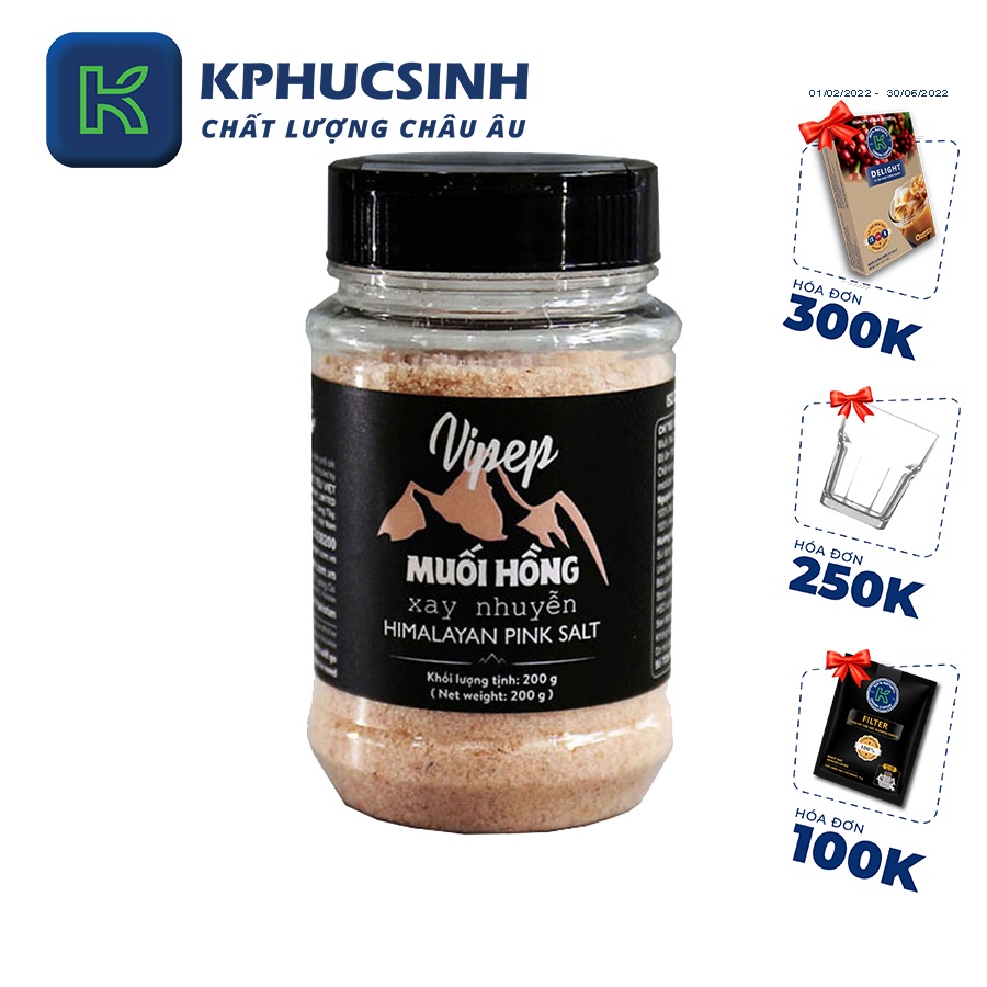 Muối hồng Vipep xay nhuyễn 200gram  đậm vị chất lượng KPHUCSINH - Hàng Chính Hãng