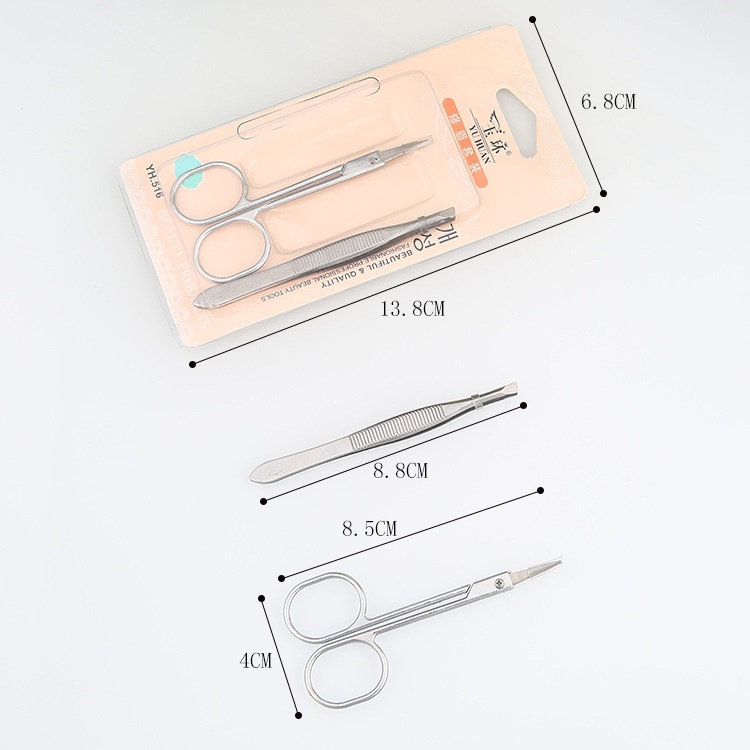 Combo Nhíp Nhổ Lông Nách, Râu, Tóc Bạc và Kéo Cong Tỉa Lông Mày, Cắt Lông Mũi - Kéo Cong Cắt Mi Giả - đồ trang điểm