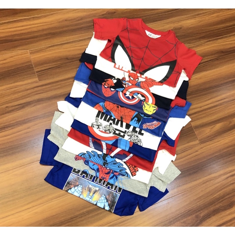 Áo HM Marvel xuất Cambodia bé trai siêu đẹp, chất 100% cotton mềm mát, thấm hút mồ hôi