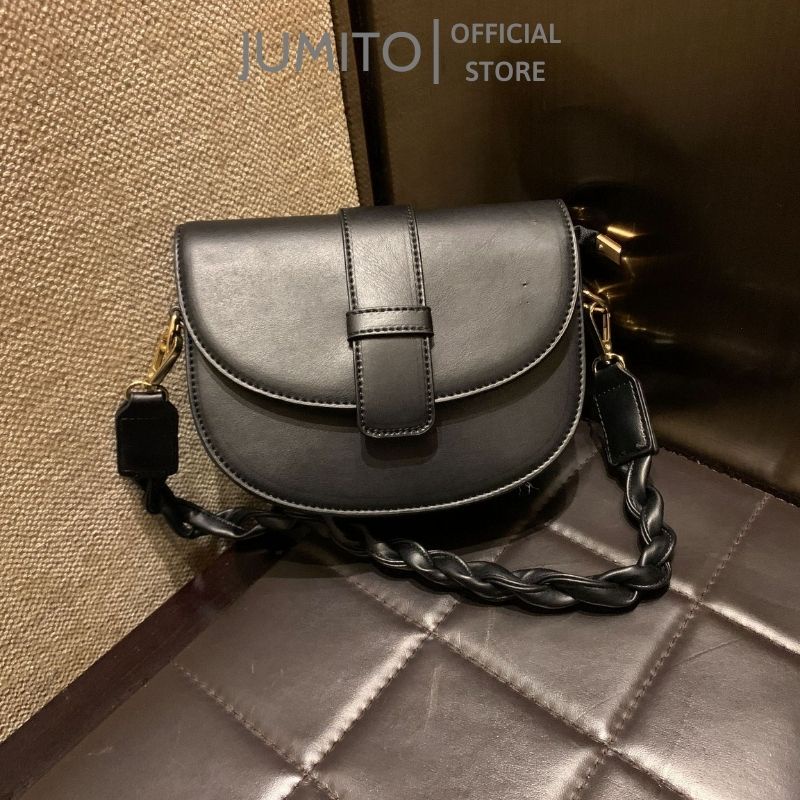 Túi xách nữ đeo vai kép nách vạt bầu quai tết chất da đẹp vintage JUMITO T1.052.KE