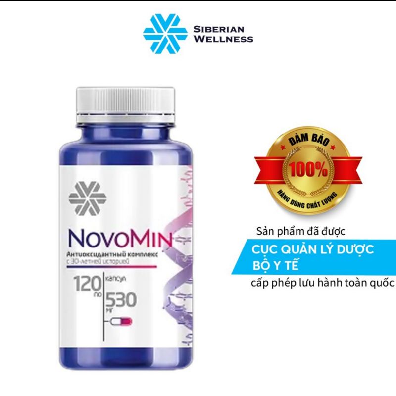 [Siberian Wellness] - NOVOMIN - Viên uống chống oxy hóa, tăng sức đề kháng, phục hồi tế bào - Hộp 120 viên