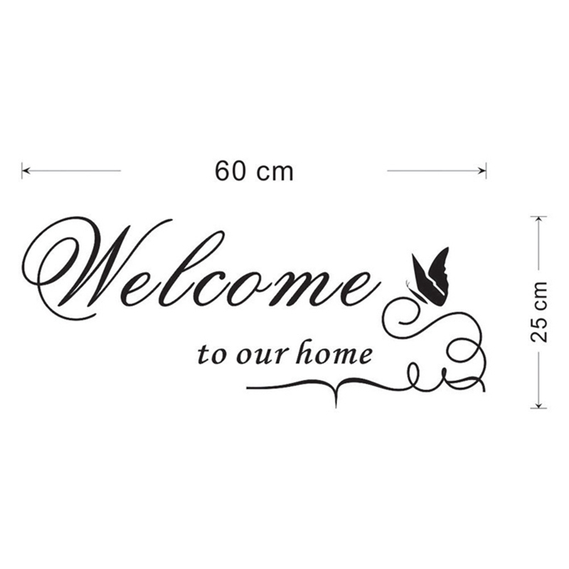 Giấy dán tường in chữ 'Welcome To Our Home' trang trí phòng khách