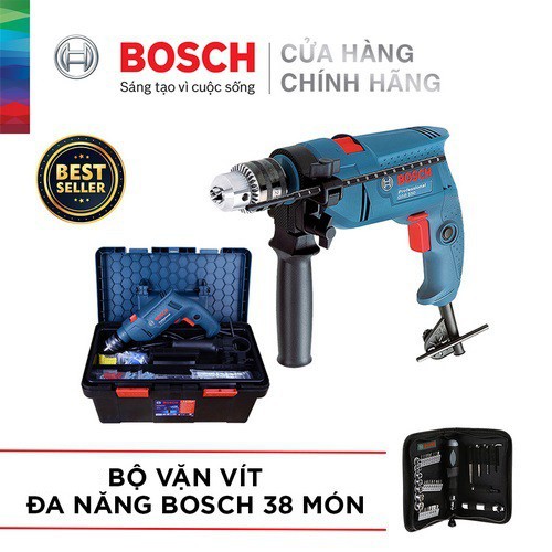 [CHÍNH HÃNG] Combo Máy Khoan Đ ộng Lực Bosch GSB 550 FREEDOM SET 100 Chi Tiết + Bộ Vặn Vít Đa Năng Bosch 38 Món