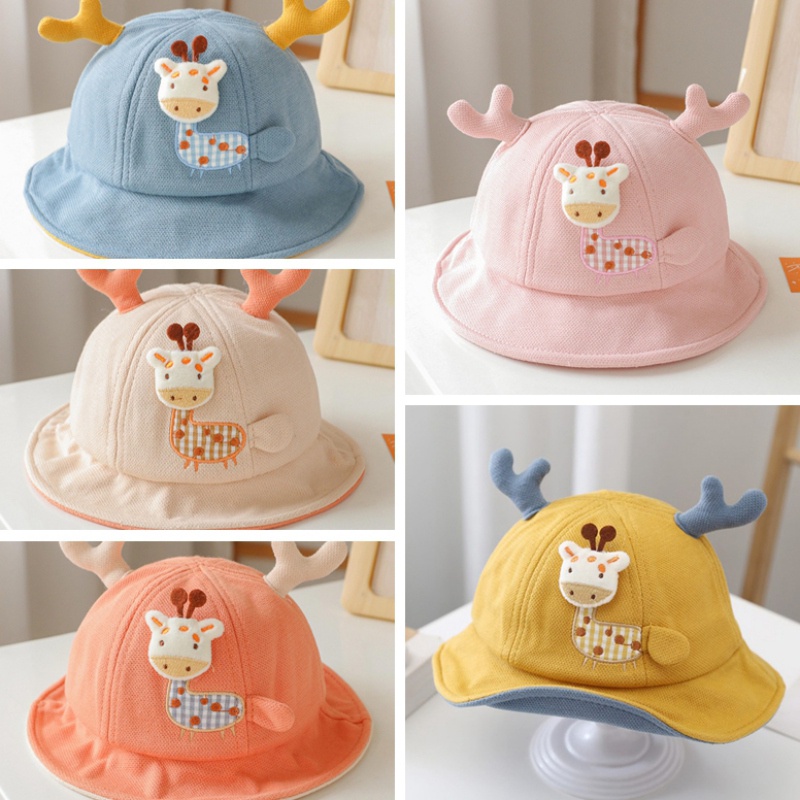 Nón phong cách ngư dân đính phụ kiện sừng hươu cho bé trai và bé gái