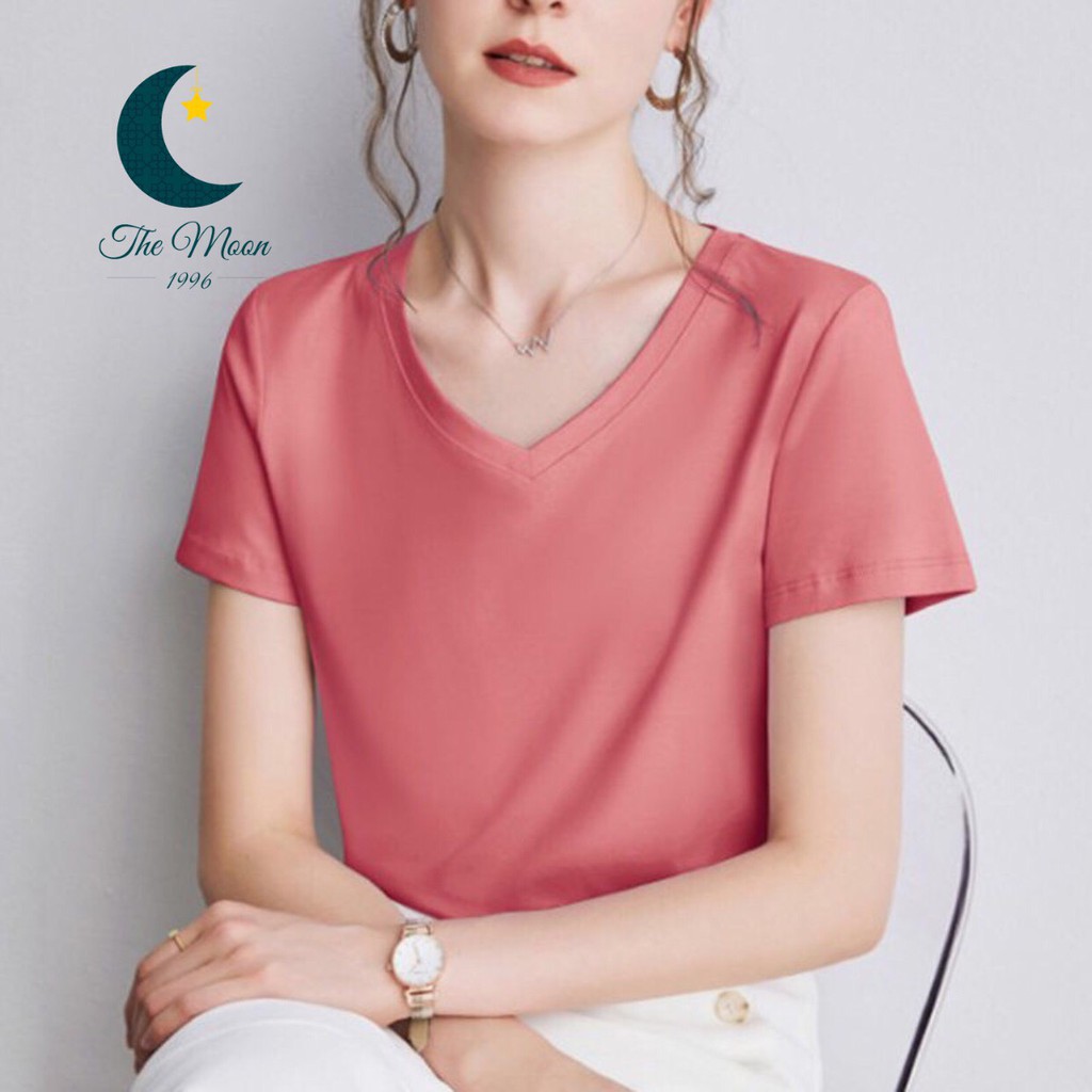 Áo Thun Nữ Cộc Tay Cổ Tim Phù Hợp Với Mọi Lứa Tuổi | BigBuy360 - bigbuy360.vn