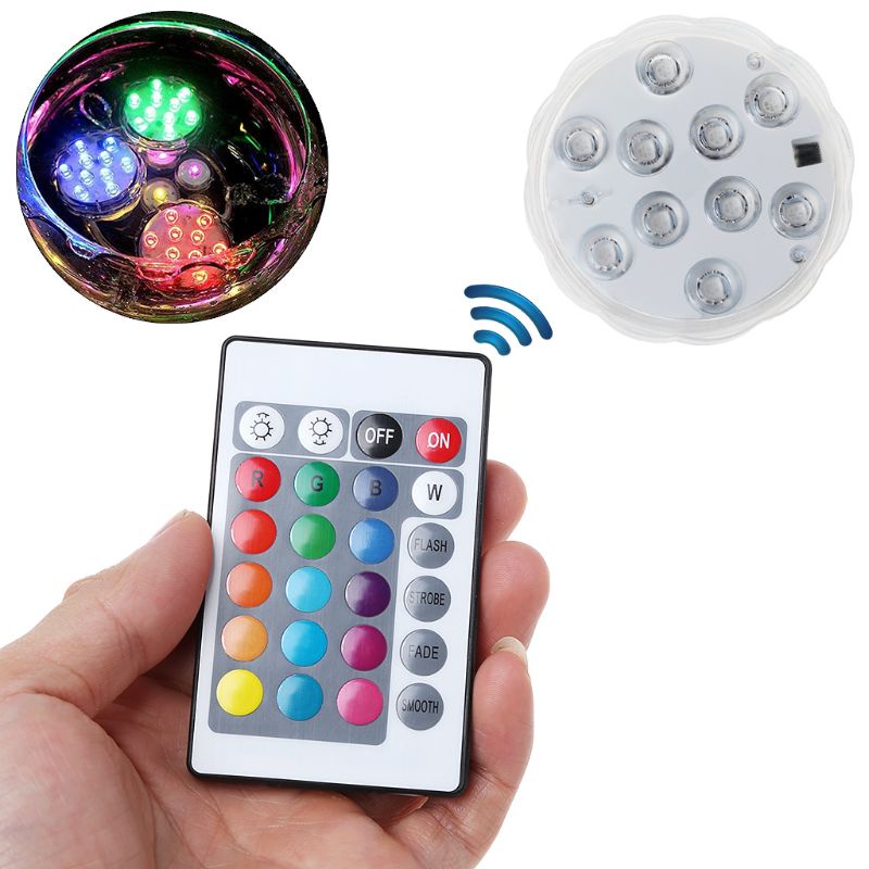 Đèn LED Chìm Nhiều Màu Sắc RGB Không Thấm Nước Kèm Điều Khiển Từ Xa 10-LED L