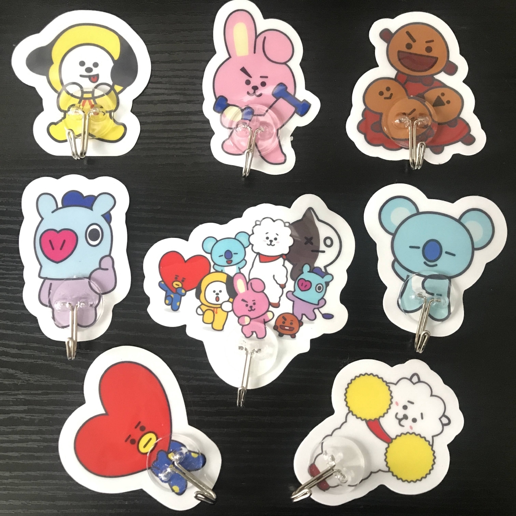 BT21 Móc Treo Đồ Dán Tường Siêu Dính Siêu Chịu Lực BTS