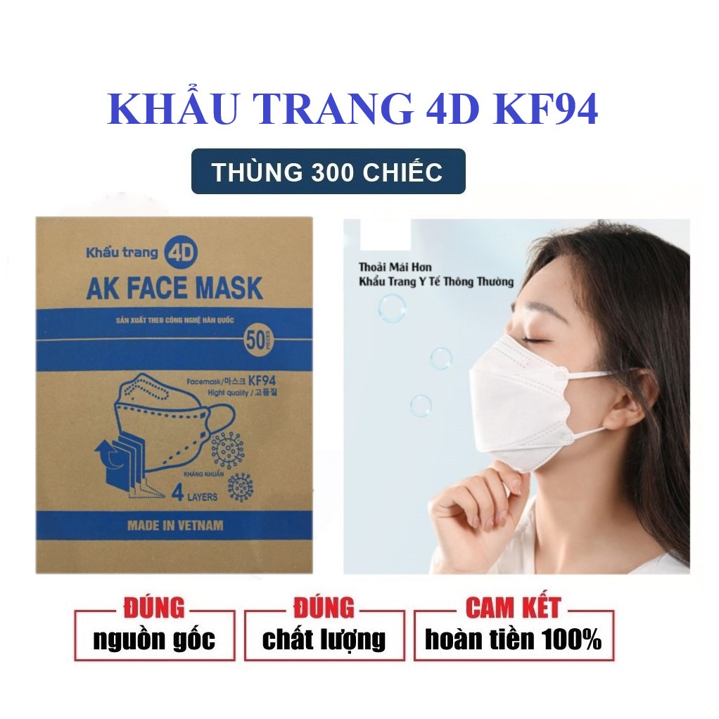 Khẩu Trang Kháng Khuẩn 4D Mask KF94 Thiết Kế Thông Minh Ôm Sát Khuôn Mặt [SET 10 CHIẾC]