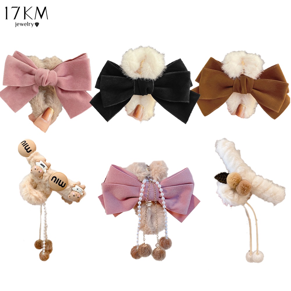 Kẹp bấu tóc 17KM đính nơ ngọc trai giả xinh xắn