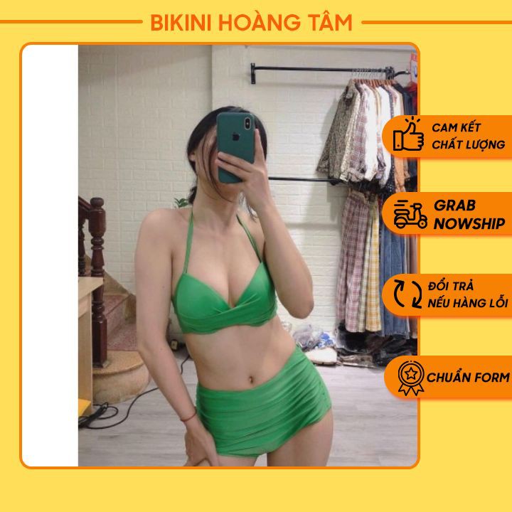 Bikini biển 2 mảnh ❤️ Freeship ❤️ Bộ đồ bơi nữ gọng xoắn, kèm quần cạp cao nhún