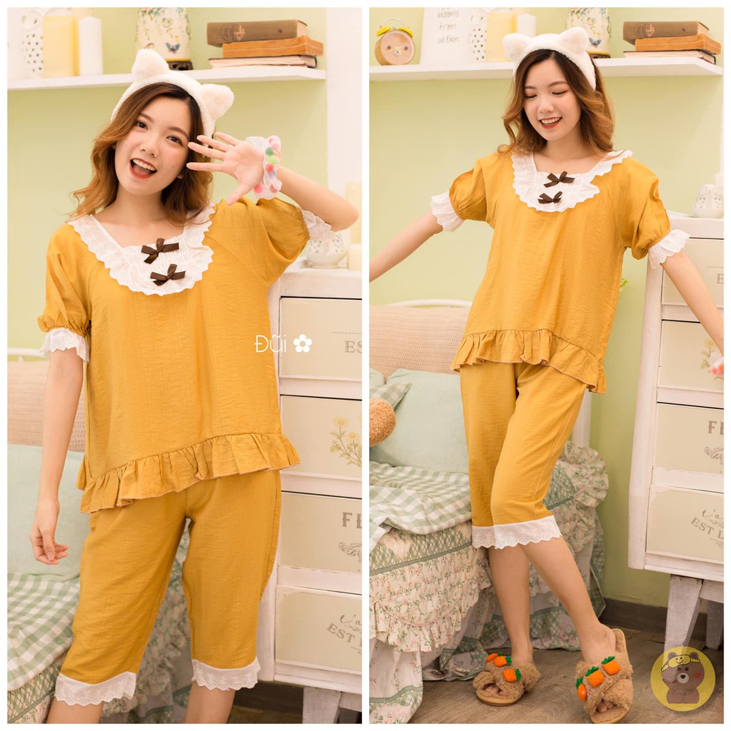 [HOT] Set bộ Tơ Đũi lửng phối ren đủ màu | BigBuy360 - bigbuy360.vn