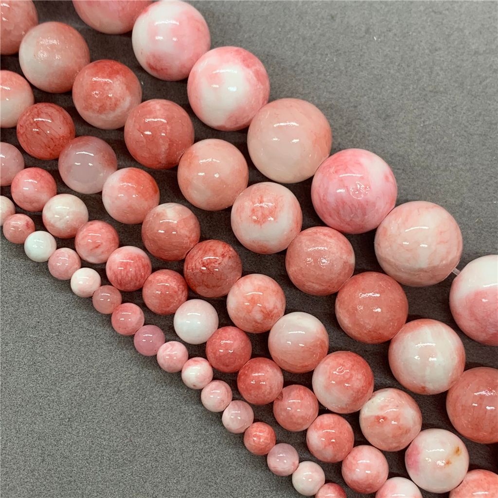 Chuỗi Hạt Đá Ngọc Bích 4-16mm Màu Trắng / Hồng