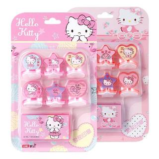 Bộ 7 con dấu hình hello kitty hoạt hình dễ thương trang trí sổ tay với hộp mực