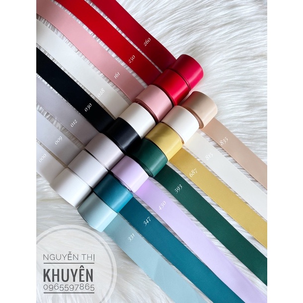 Ruy băng  lụa siêu lì 38mm và 25mm