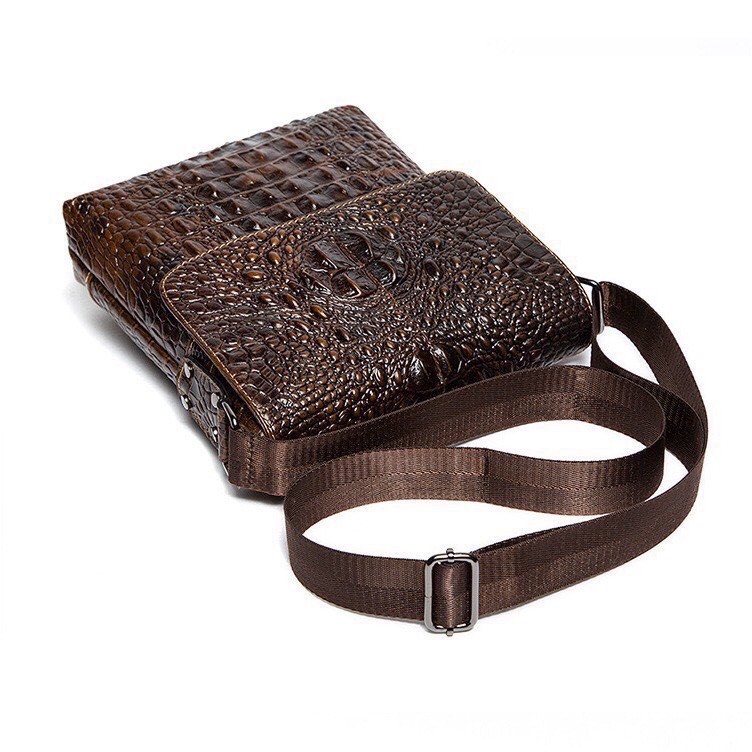 Túi đeo chéo nam da cá sấu 100% T28 28x24x5.5cm bảo hành 12 tháng  DIENMAYPICO