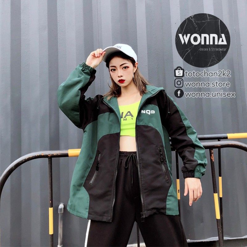 (ORDER) Áo Khoác dù có mũ form rộng trắng đen xanh Unisex Ulzzang Oversize street style nam nữ gió cá tính có túi | BigBuy360 - bigbuy360.vn