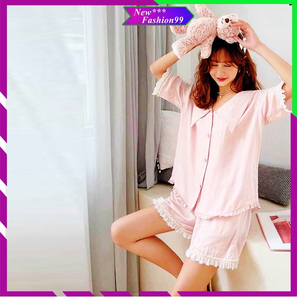 Bộ ngủ cộc tay đồ ngủ cộc đùi pijama lụa cao cấp 45kg - 65kg - PJM53